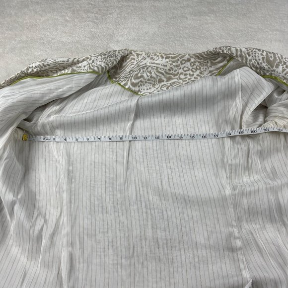Coldwater Creek Jacquard Animal Print Blazer Womens PL Beige Open Front Ruched - Picture 6 of 12